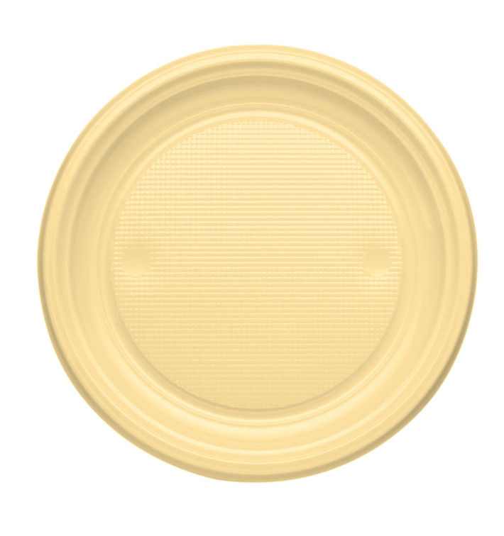 Plastic Plate PS Flat Cream Ø17 cm (1100 Units) Plastic Plate PS Flat Cream Ø17 cm (1100 Units)