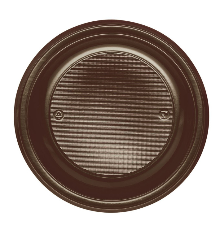 Plastic Plate PS Flat Chocolate Ø22 cm (30 Units) Plastic Plate PS Flat Chocolate Ø22 cm (30 Units)