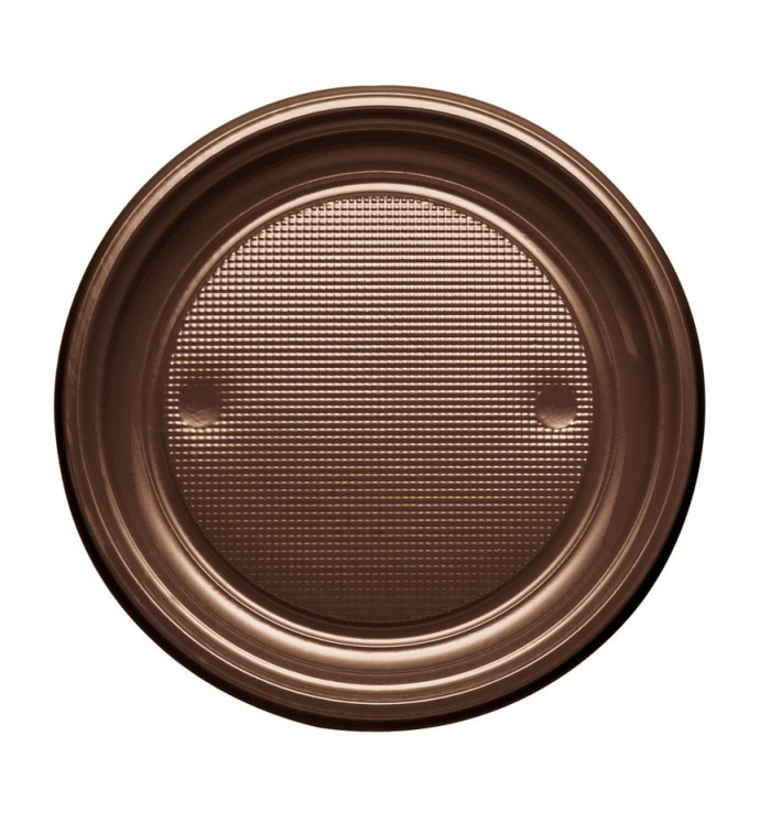 Plastic Plate PS Flat Chocolate Ø17 cm (50 Units) Plastic Plate PS Flat Chocolate Ø17 cm (50 Units)