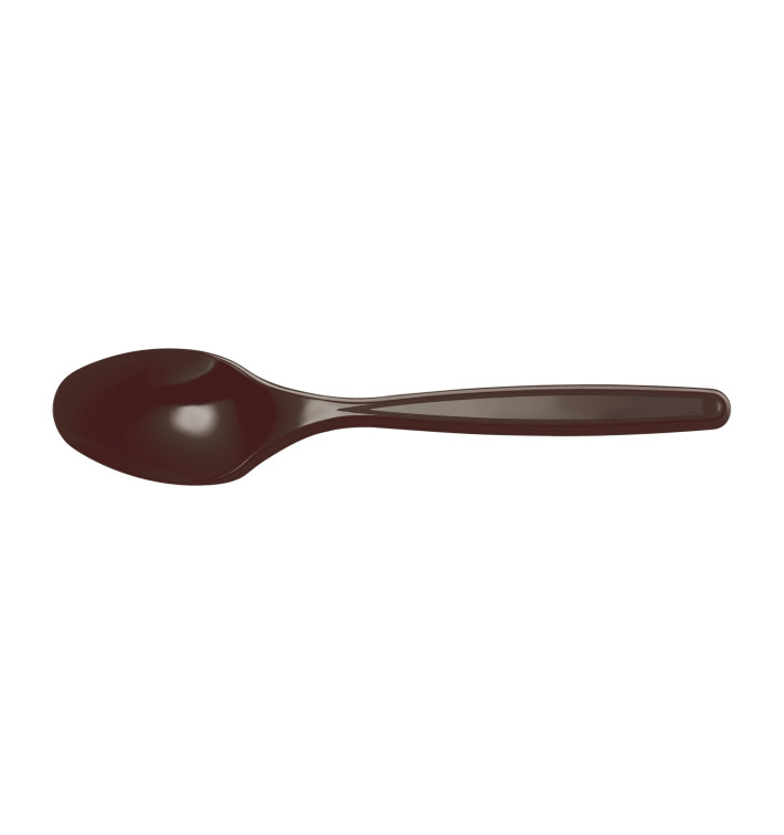 Plastic Teaspoon PS Chocolate 12cm (40 Units) Plastic Teaspoon PS Chocolate 12cm (40 Units)