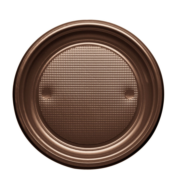 Plastic Plate PS Flat Chocolate Ø17 cm (1100 Units) Plastic Plate PS Flat Chocolate Ø17 cm (1100 Units)