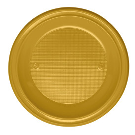 Plastic Plate PS Flat Gold Ø22 cm (780 Units)