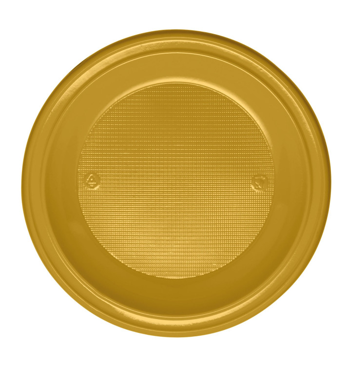 Plastic Plate PS Deep Gold Ø22 cm (30 Units) Plastic Plate PS Deep Gold Ø22 cm (30 Units)
