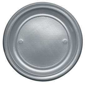 Plastic Plate PS Flat Silver Ø22 cm (780 Units)