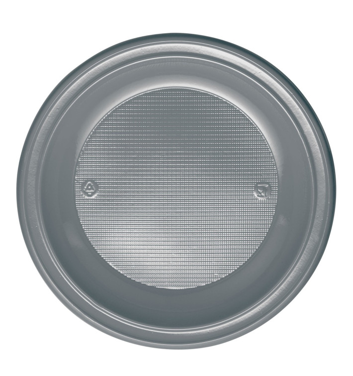 Plastic Plate PS Deep Silver Ø22 cm (30 Units) Plastic Plate PS Deep Silver Ø22 cm (30 Units)
