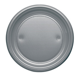 Plastic Plate PS Flat Silver Ø17 cm (1100 Units)