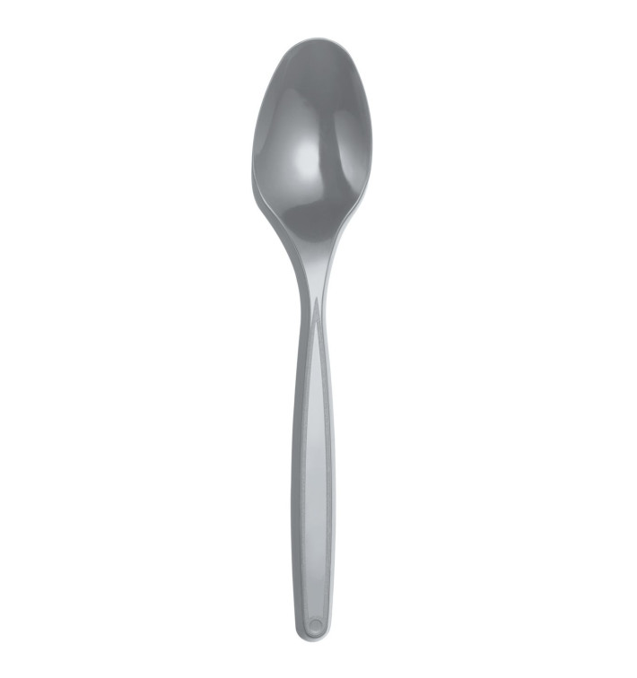Plastic Teaspoon PS Silver 12cm (40 Units) Plastic Teaspoon PS Silver 12cm (40 Units)