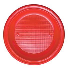 Plastic Plate PS Deep Red Ø22 cm (30 Units) 