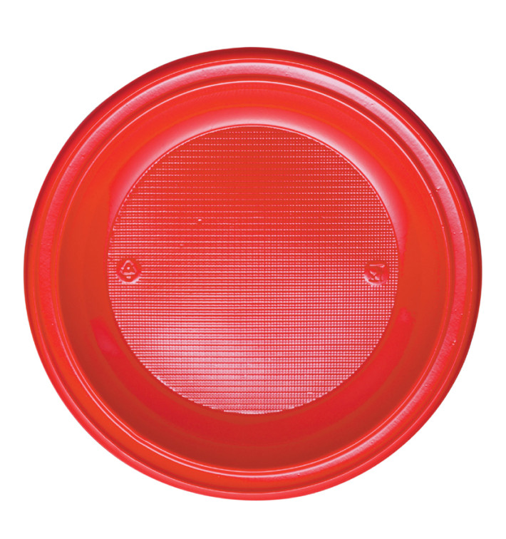 Plastic Plate PS Deep Red Ø22 cm (30 Units) Plastic Plate PS Deep Red Ø22 cm (30 Units)