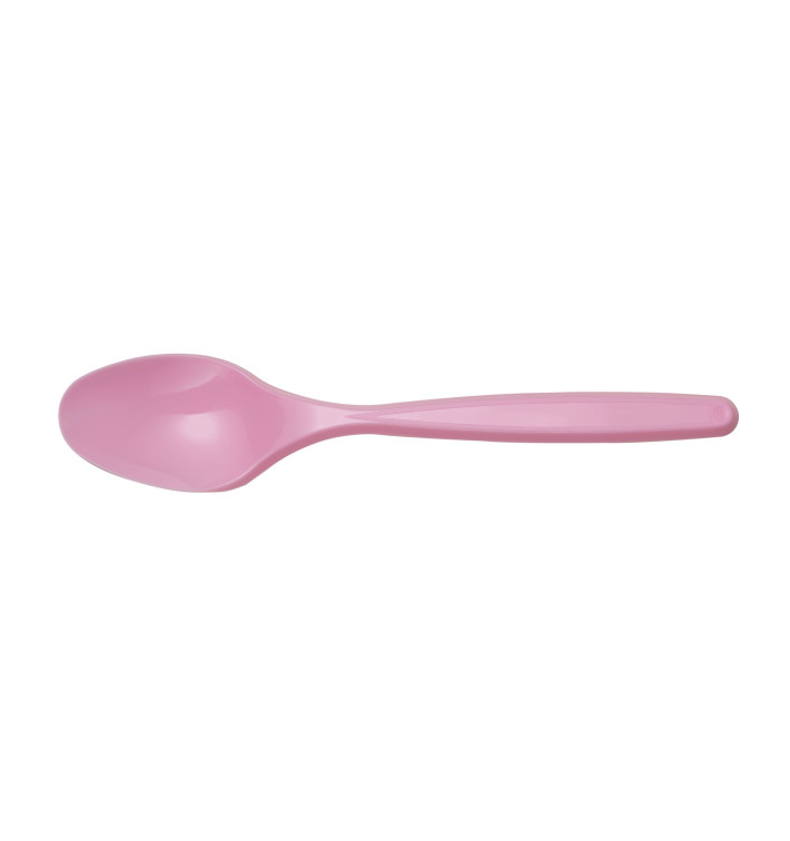 Plastic Teaspoon PS Pink 12cm (40 Units) Plastic Teaspoon PS Pink 12cm (40 Units)