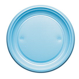 Plastic Plate PS Flat Light Blue Ø17 cm (1100 Units)