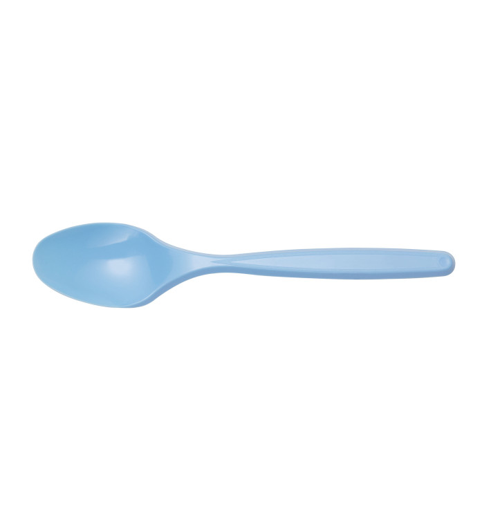 Plastic Teaspoon PS Light Blue 12cm (40 Units) Plastic Teaspoon PS Light Blue 12cm (40 Units)