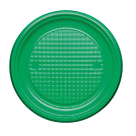 Plastic Plate PS Flat Green Ø17 cm (50 Units) 