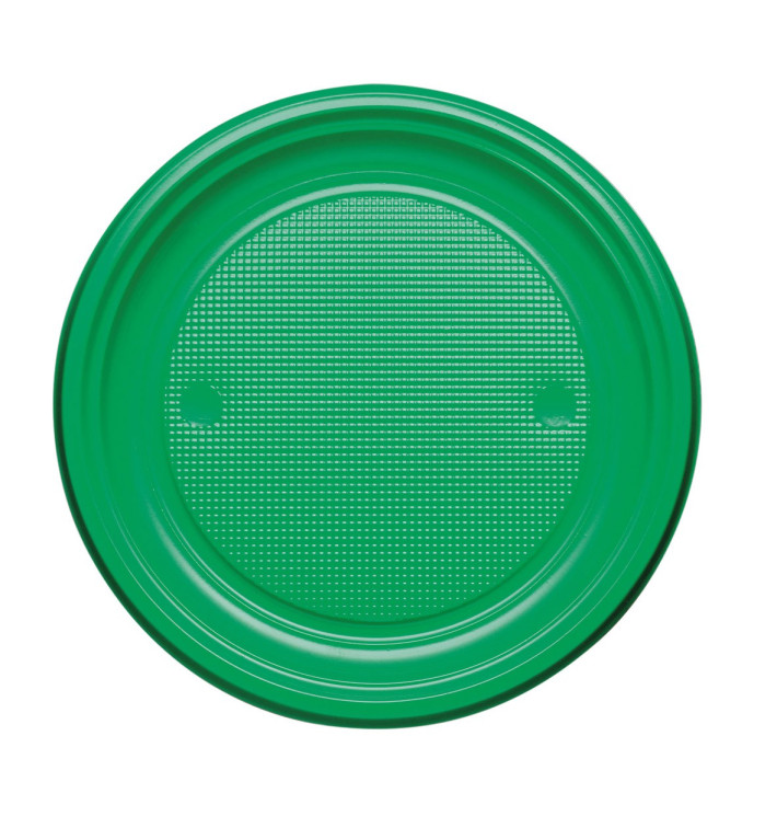 Plastic Plate PS Flat Green Ø17 cm (1100 Units) Plastic Plate PS Flat Green Ø17 cm (1100 Units)
