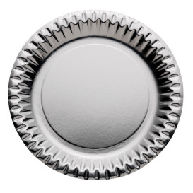 Paper Plate Round Shape "Party" Silver Ø23cm (10 Units) 