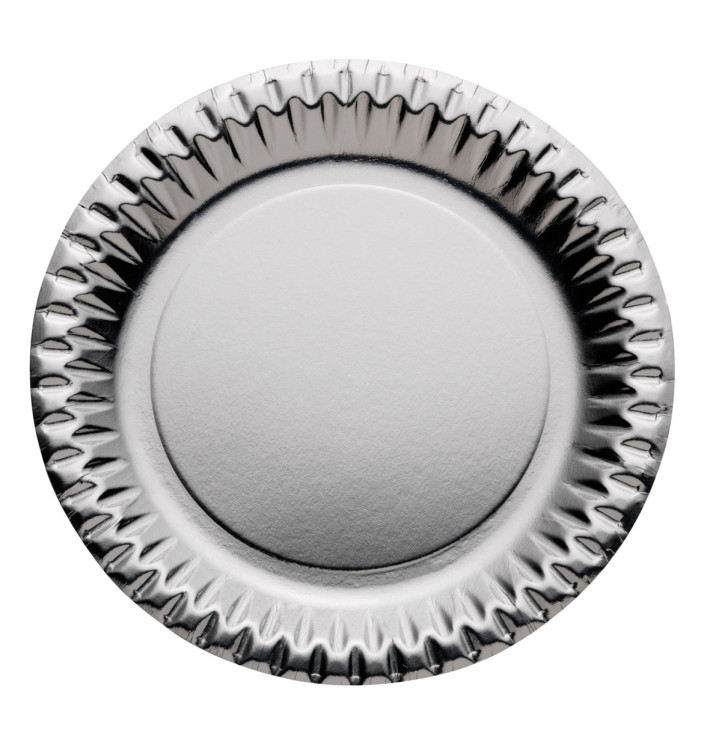 Paper Plate Round Shape "Party" Silver Ø23cm (300 Units)