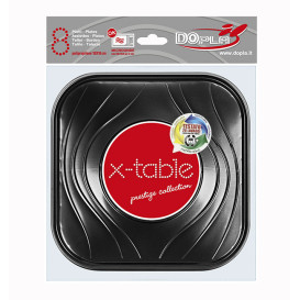 Plastic Plate PP "X-Table" Square shape Black 18 cm (8 Units) 