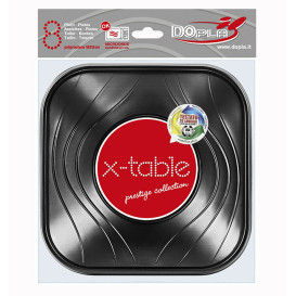 Plastic Bowl PP Square shape "X-Table" Black 18x18cm (120 Units)
