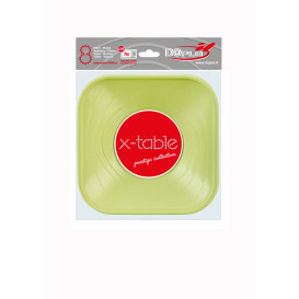 Plastic Bowl PP Square shape "X-Table" Lime 18x18cm (120 Units)