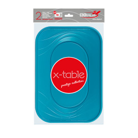 Plastic Tray Microwavable "X-Table" Turquoise 33x23cm (2 Units) 