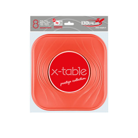 Plastic Plate PP "X-Table" Square shape Orange 23 cm (8 Units) 