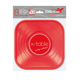 Plastic Bowl PP Square shape "X-Table" Red 18x18cm (8 Units) 