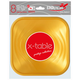 Plastic Bowl PP Square shape "X-Table" Gold 18x18cm (8 Units) 