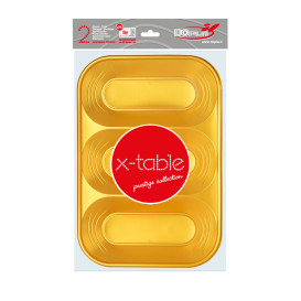 Plastic Tray Microwavable "X-Table" 3C Gold 33x23cm (2 Units) 