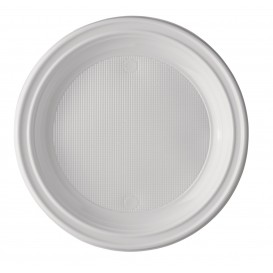 Plastic Plate PS Flat White 22 cm (100 Units) 