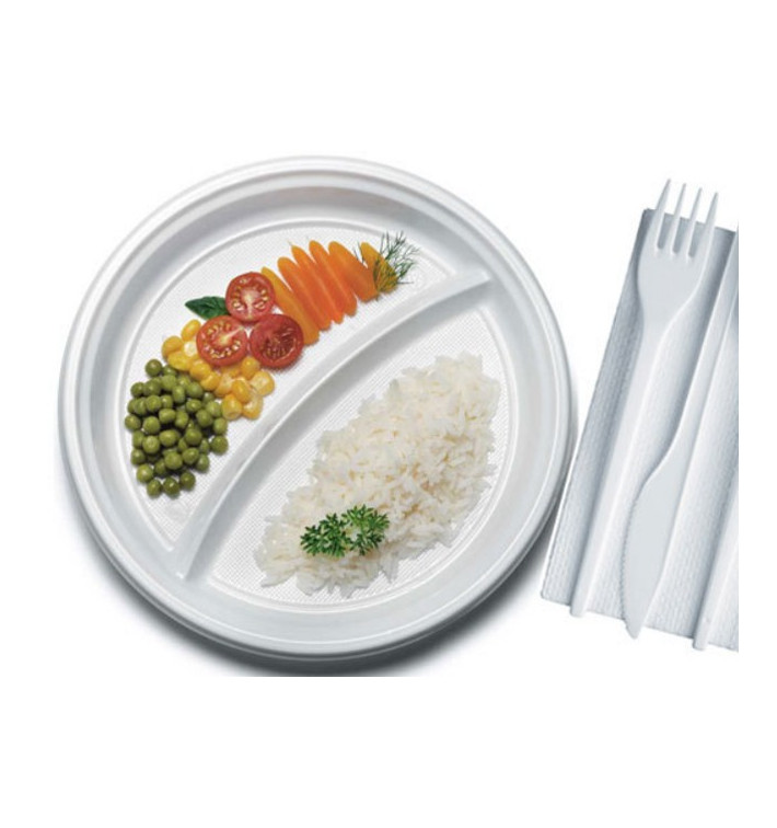 Plastic Plate PS 2 Compartments 22 cm (100 Units) Plastic Plate PS 2 Compartments 22 cm (100 Units)