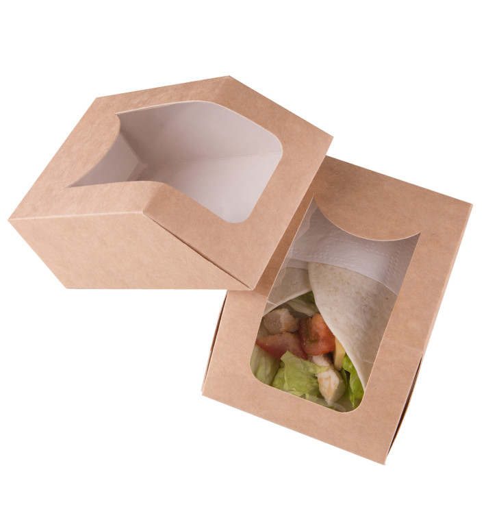 Paper Take-Out Container with Window Kraft 90x51x12cm (25 Units) Paper Take-Out Container with Window Kraft 90x51x12cm (25 Units)