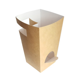 Paper Food Box for Churros with Cup Holder Kraft 7,8x7,8x17,9cm (500 Units)
