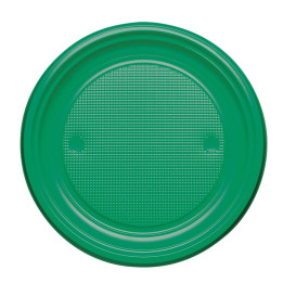 Plastic Plate PS Flat Green Ø22 cm (30 Units) 