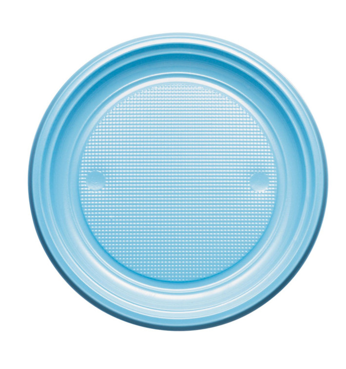 Plastic Plate PS Flat Light Blue Ø22 cm (30 Units) 