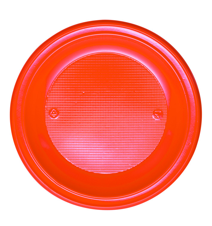 Plastic Plate PS Deep Orange Ø22 cm (30 Units) Plastic Plate PS Deep Orange Ø22 cm (30 Units)