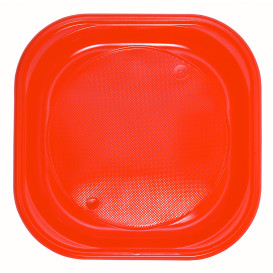 Plastic Plate PS Square shape Orange 20x20 cm (30 Units) 