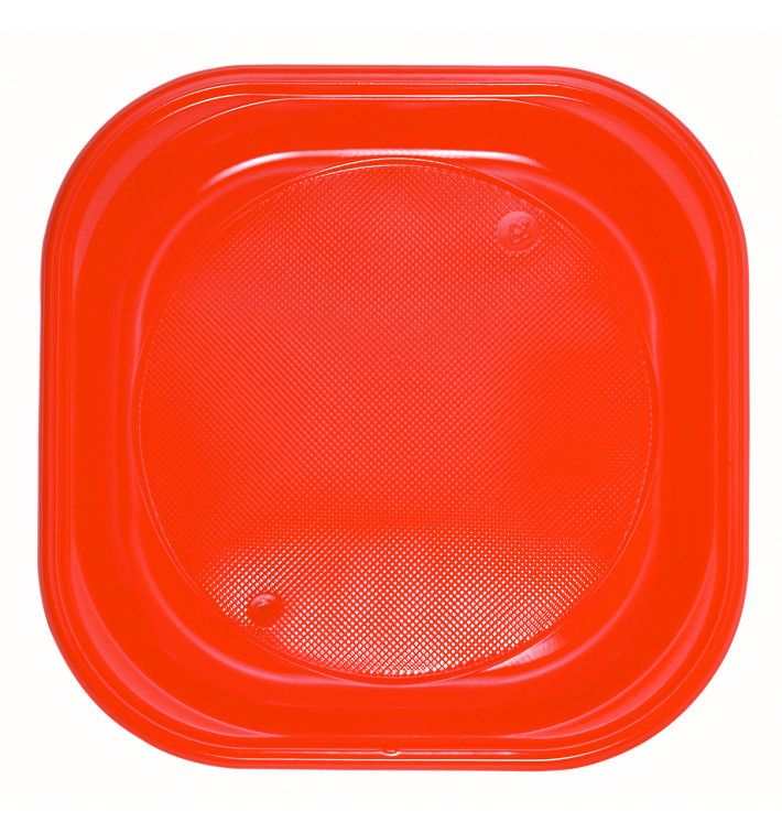 Plastic Plate PS Square shape Orange 20x20 cm (30 Units) Plastic Plate PS Square shape Orange 20x20 cm (30 Units)