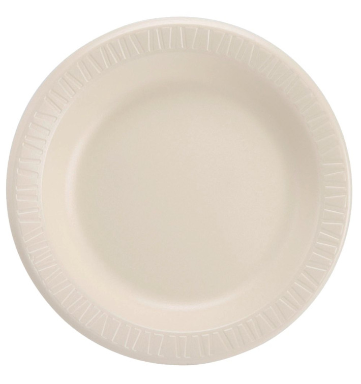 Foam Plate Foam "Quiet Classic" Laminated Honey Ø26 cm (125 Units) Foam Plate Foam "Quiet Classic" Laminated Honey Ø26 cm (125 Units)