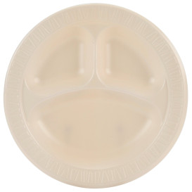 Foam Plate Foam "Quiet Classic" 3 C. Laminated Honey Ø26 cm (125 Units)  