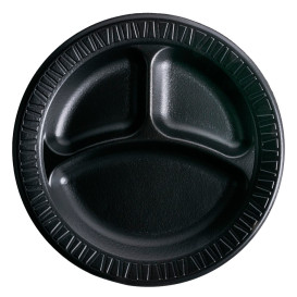 Foam Plate "Quiet Classic" 3 C. Laminated Black Ø23 cm (500 Units)