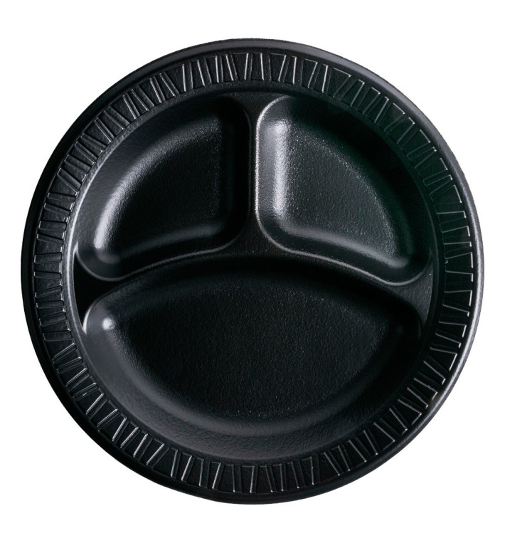 Foam Plate "Quiet Classic" 3 C. Laminated Black Ø26 cm (125 Units) Foam Plate "Quiet Classic" 3 C. Laminated Black Ø26 cm (125 Units)