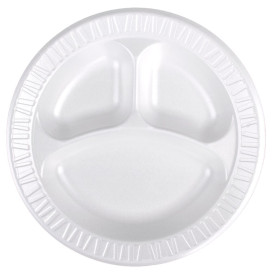 Foam Plate Foam "Concorde" 3 C. White Ø26 cm (500 Units)