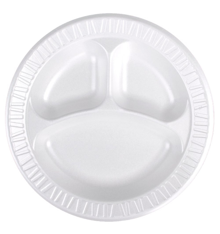 Foam Plate Foam "Concorde" 3 C. White Ø26 cm (500 Units)