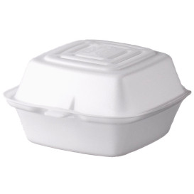 Foam Burger Boxes Take-Out White 1,30x1,30x0,80cm (125 Units)  