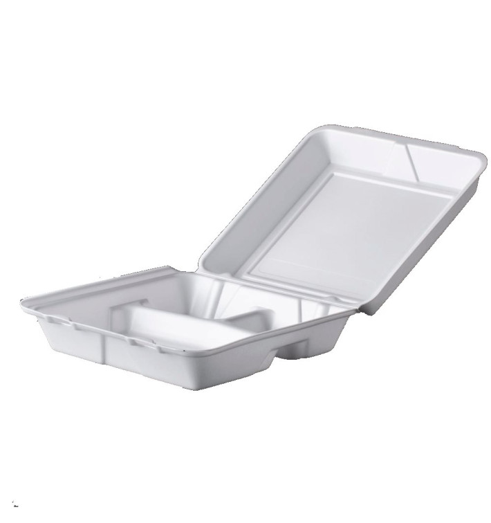 Foam Lunch Box 3 Compartments White 2,40x2,35cm (200 Units) Foam Lunch Box 3 Compartments White 2,40x2,35cm (200 Units)