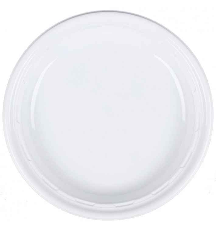 Plastic Plate PS "Famous Impact" White Ø23 cm (125 Units) 