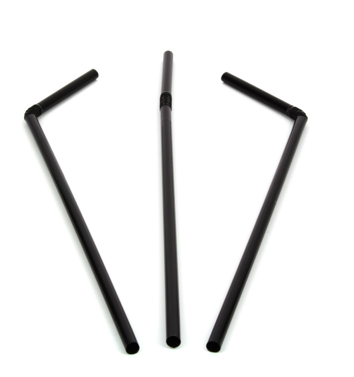 Plastic Straw Flexible PS Black Ø0,5cm 23cm (1000 Units) Plastic Straw Flexible PS Black Ø0,5cm 23cm (1000 Units)
