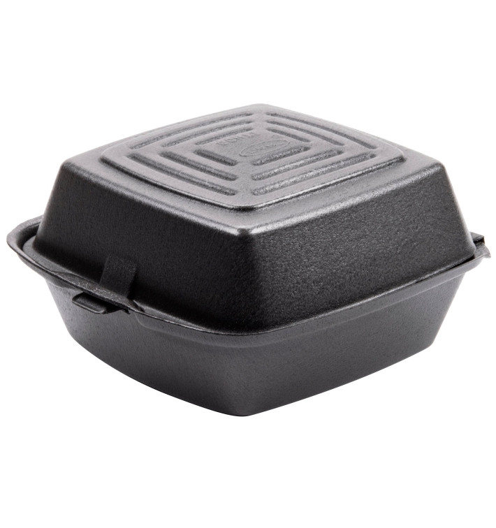 Foam Burger Boxes Take-Out Black 1,50x1,50x0,80cm (125 Units) Foam Burger Boxes Take-Out Black 1,50x1,50x0,80cm (125 Units)