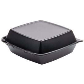 Foam Lunch Box 3 Compartments Black 2,10x2cm (200 Units)