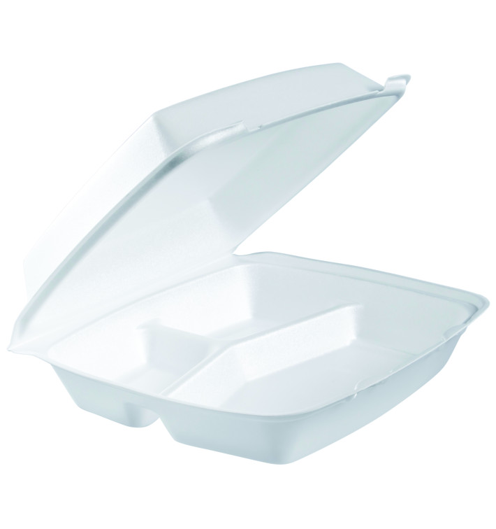 Foam Lunch Box 3 Compartments White 2,40x2,35cm (100 Units) Foam Lunch Box 3 Compartments White 2,40x2,35cm (100 Units)
